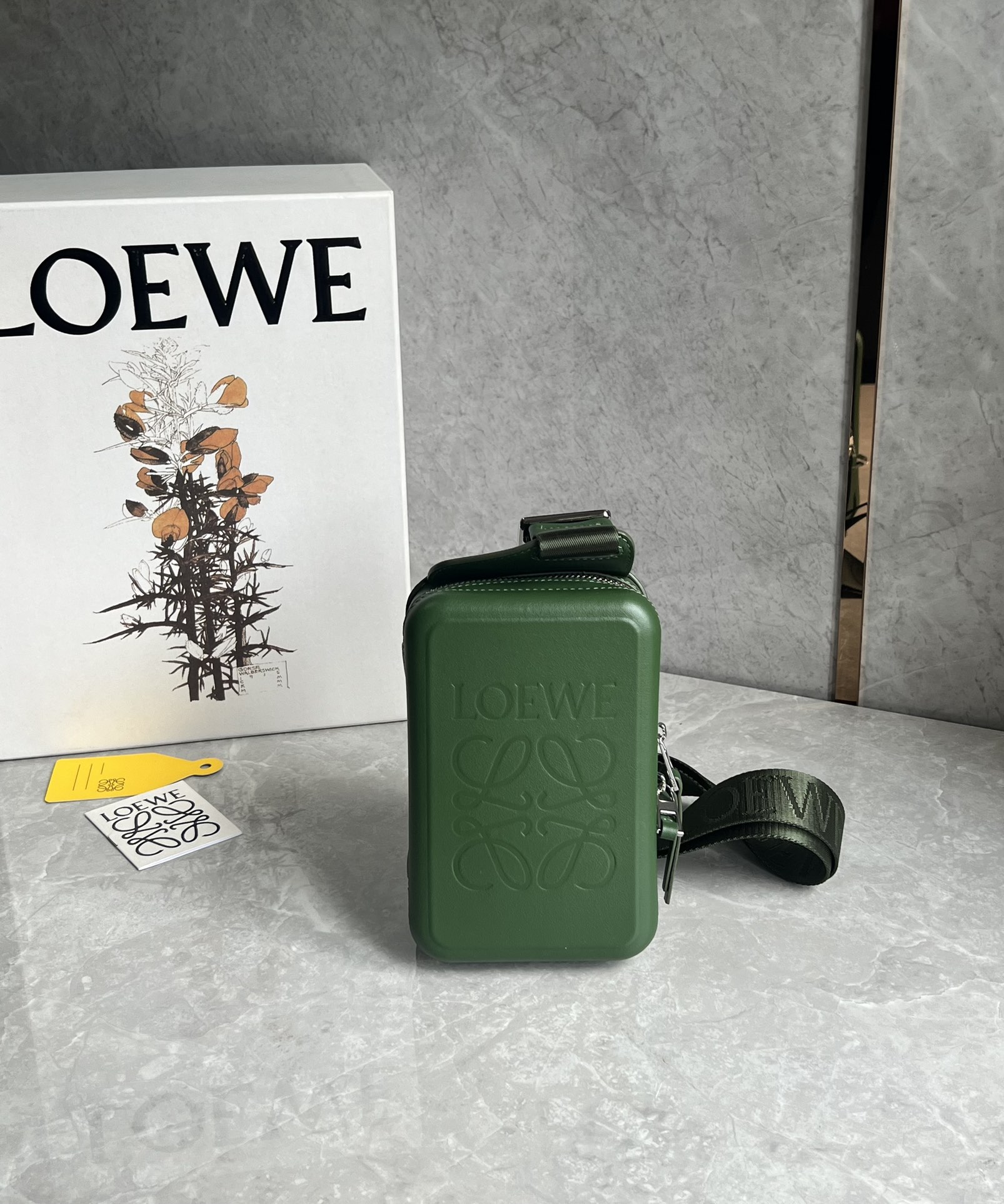 Loewe Molded Sling in Smooth Calfskin Green